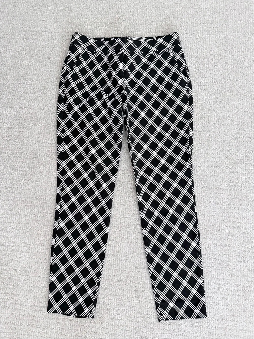 Express Black & White Plaid Slim Ankle Pants
